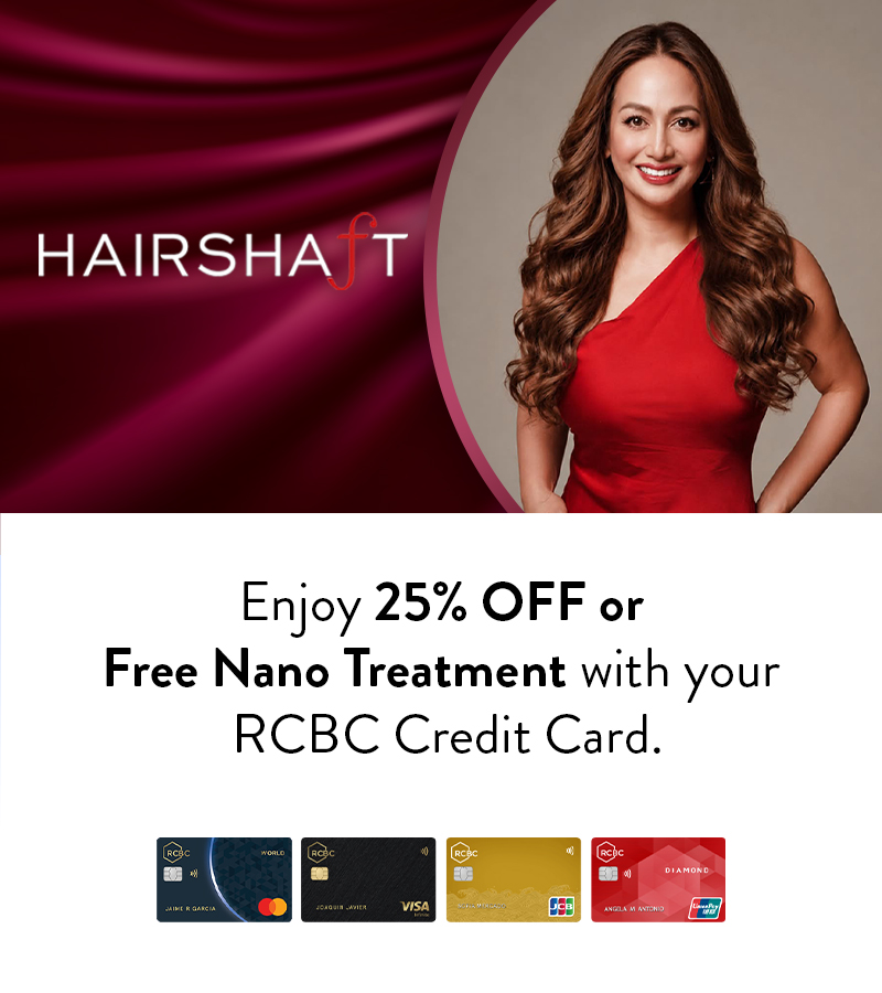 RCBC 25% OFF or FREE Nano Treatment at Hairshaft Salon | RCBC Credit Cards official promo image